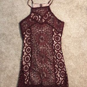 Francescas Maroon Lace Dress